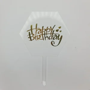 Transparent Hexagon Acrylic Happy Birthday Cake Topper 10-Piece Pack Packets TPR117-2