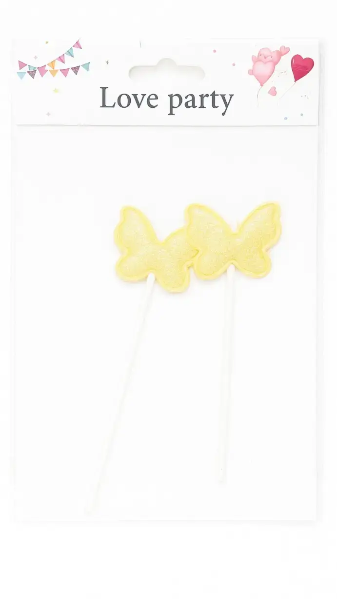 Golden Butterfly Cake Topper Set – Glitter Finish Decorative Picks Packs | TPR211