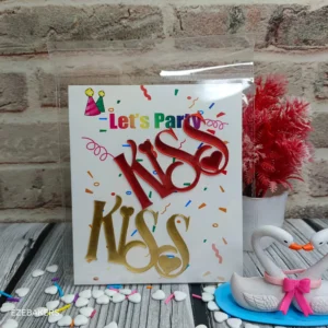 Acrylic Kiss Cake Topper 2 Piece Set Packets