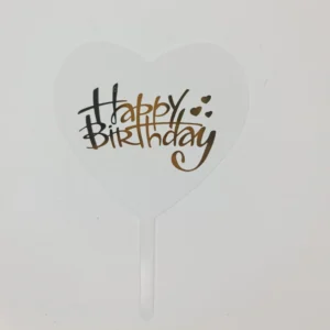White Heart Shaped Acrylic Happy Birthday Cake Topper 10-Piece Pack Packets TPR117-1