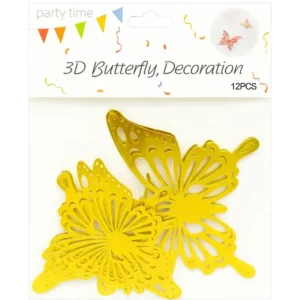3D Butterfly Wall Decoration – Gold & Silver | TPR217 |(12 Pieces Set)