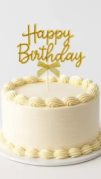 Golden Happy Birthday Topper with Ribbon – Elegant Cake Topper (Pack of 10) | TPR202C - Image 2