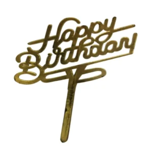 Acrylic Golden Happy Birthday Cake Topper – Pack of 10 Elegant Cake Toppers Packs | TPR195I