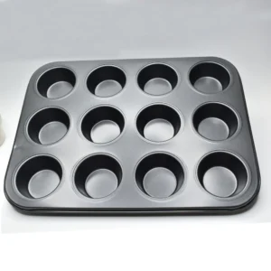 12 in 1 Round Black Muffin & Cupcake Baking Tray BT201