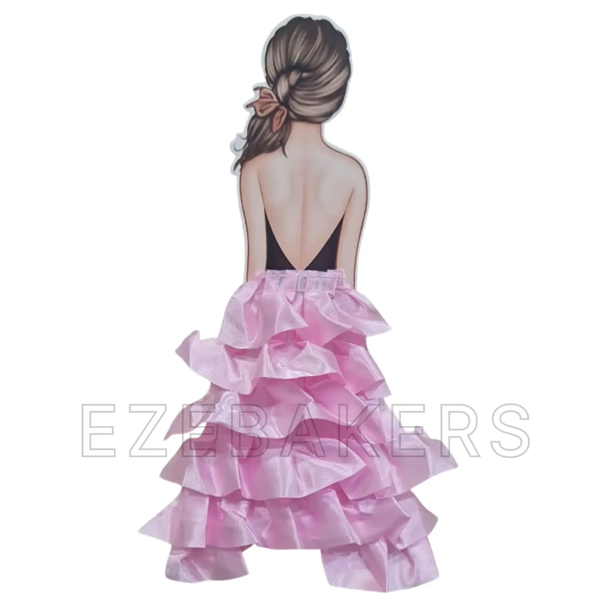 Lady with Gown Cake Topper – Elegant Figurine for Themed Cakes | TPR130-C