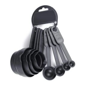 Plastic Measuring Spoon and Cup Set, 8-Pieces black BT243