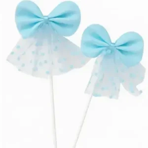 2 Piece Light Blue Ribbon Cake Topper TPR092