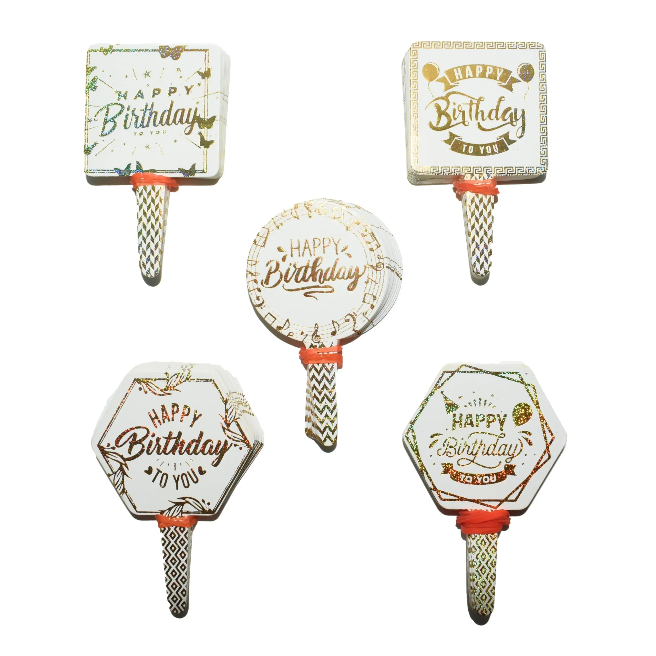 Happy Birthday Paper Foil Cake Tags Design 1 TPR142a