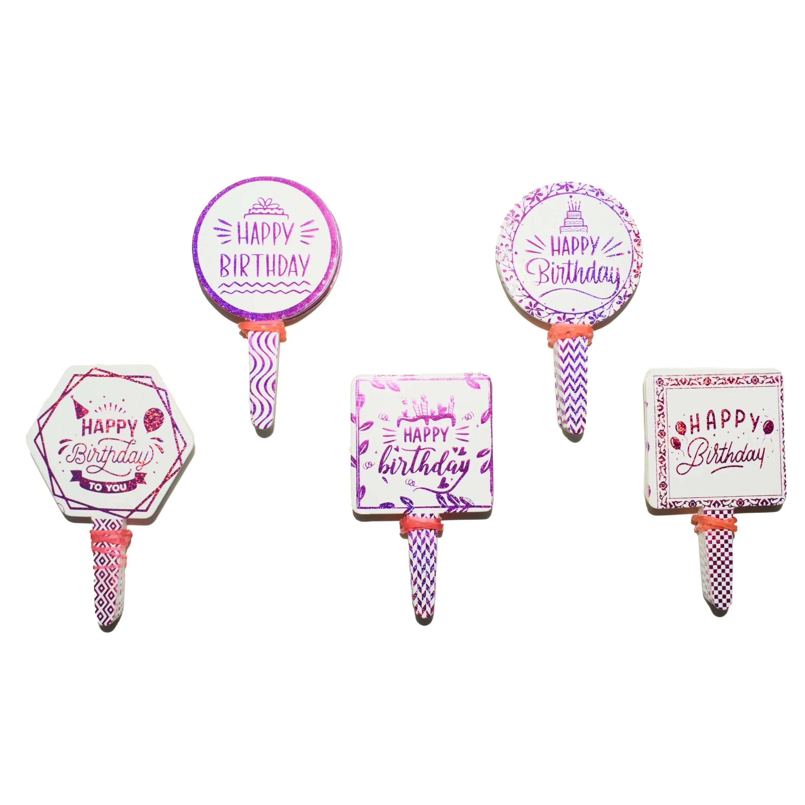 Happy Birthday Paper Foil Cake Tags Design 2 Packets TPR142D