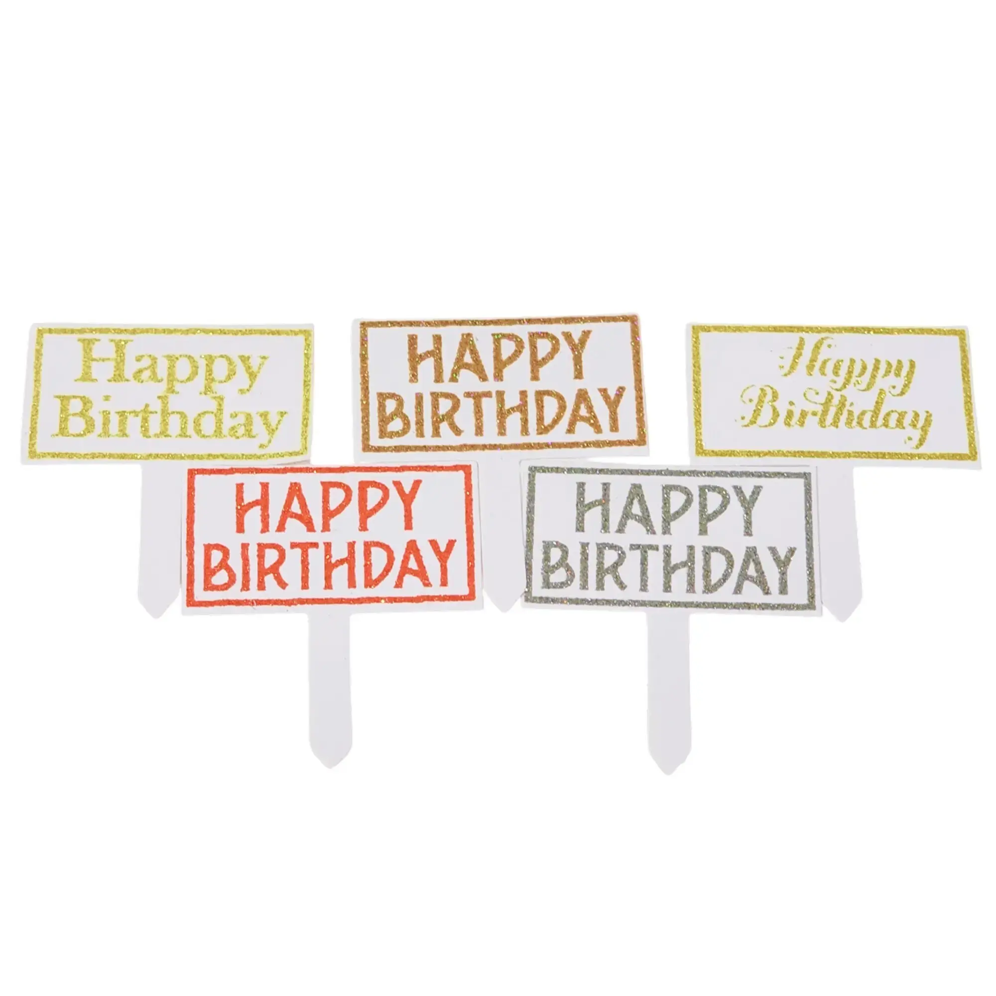 Happy Birthday Paper Glitter Cake Tags – 100-piece packet Packets | TPR142C