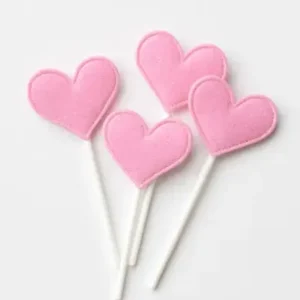 Pink Heart Cake Topper Set – Glitter Finish Decorative Picks Packs | TPR212B