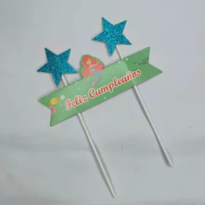 Feliz Cumpleaños Mermaid & Stars Cake Toppers TPR091