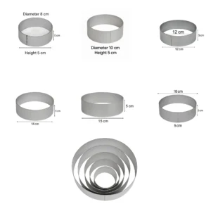 Round Cake Ring Mold – Set of 6 Stainless Steel Mousse & Layered Cake Molds (BT252) | Pieces