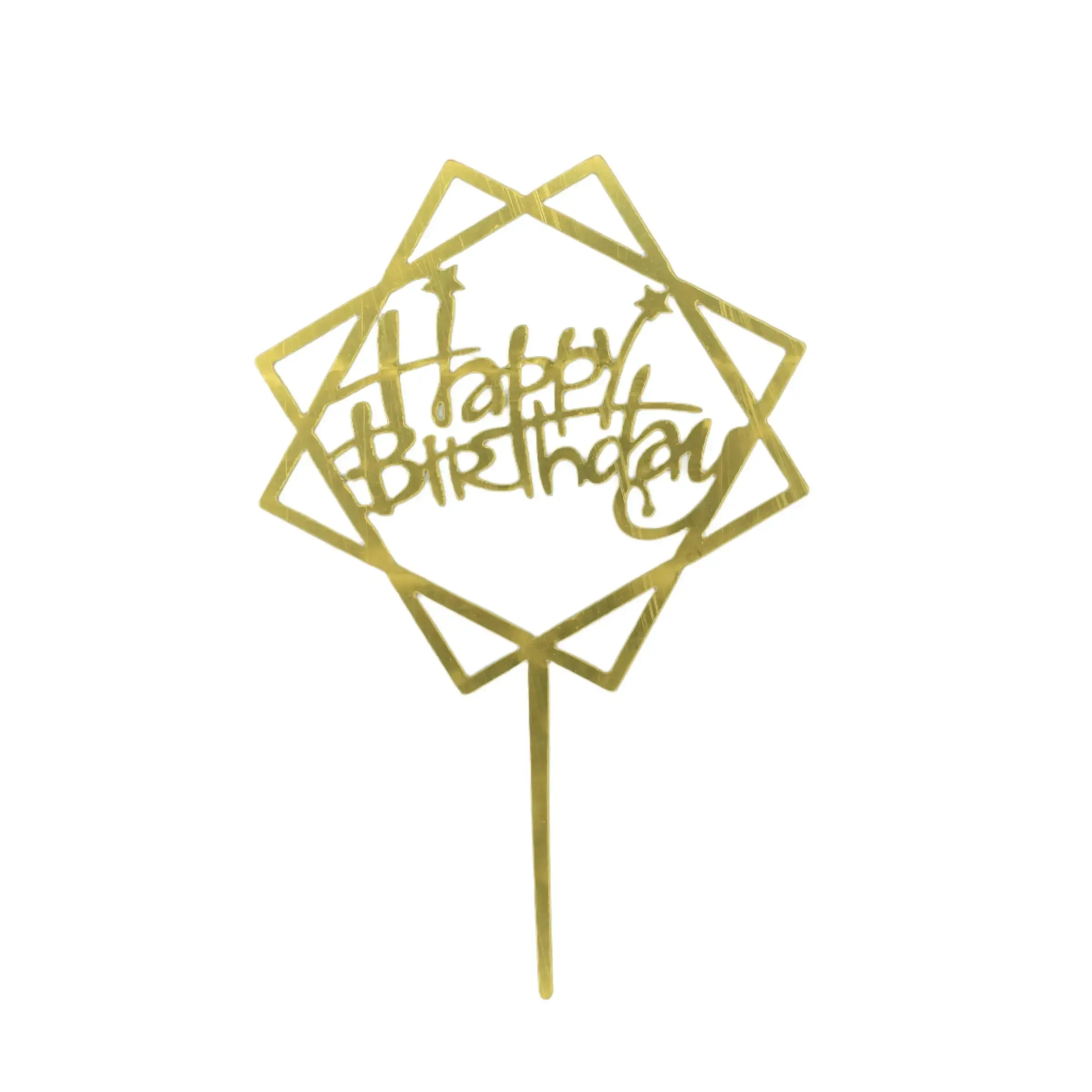 Golden Acrylic Happy Birthday Cake Topper (Design 20) TPR118