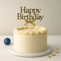 Golden Happy Birthday Topper with Ribbon – Elegant Cake Topper (Pack of 10) | TPR202A - Image 3