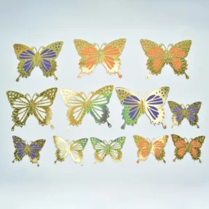 Golden Glitter Orange & Purple Butterfly Cake Topper Packets TPR157-4