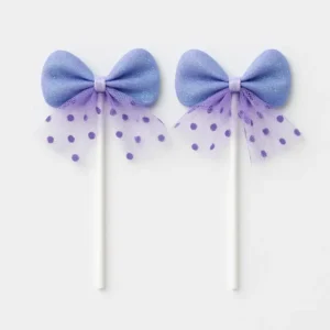 2 Piece Blue With Purple Ribbon Cake Topper TPR092-2