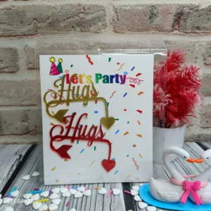 Acrylic 'Hugs' Written Cake Topper 2 Piece Set Packets